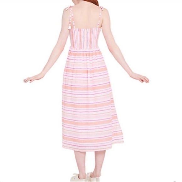 Roller Rabbit East Hampton Kirsten Midi Dress Striped Coral Pink - Picture 2 of 11